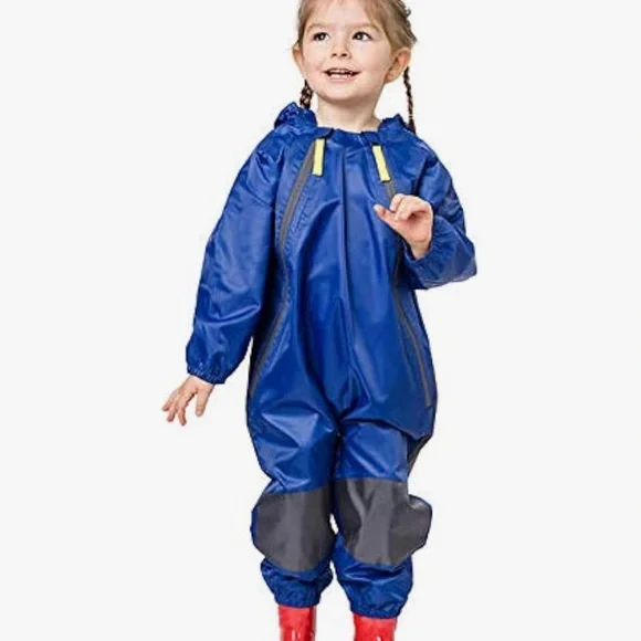 Cloudveil, Blue Kids One Piece Muddy Buddy Rain Suit, 3T - Picture 6 of 8